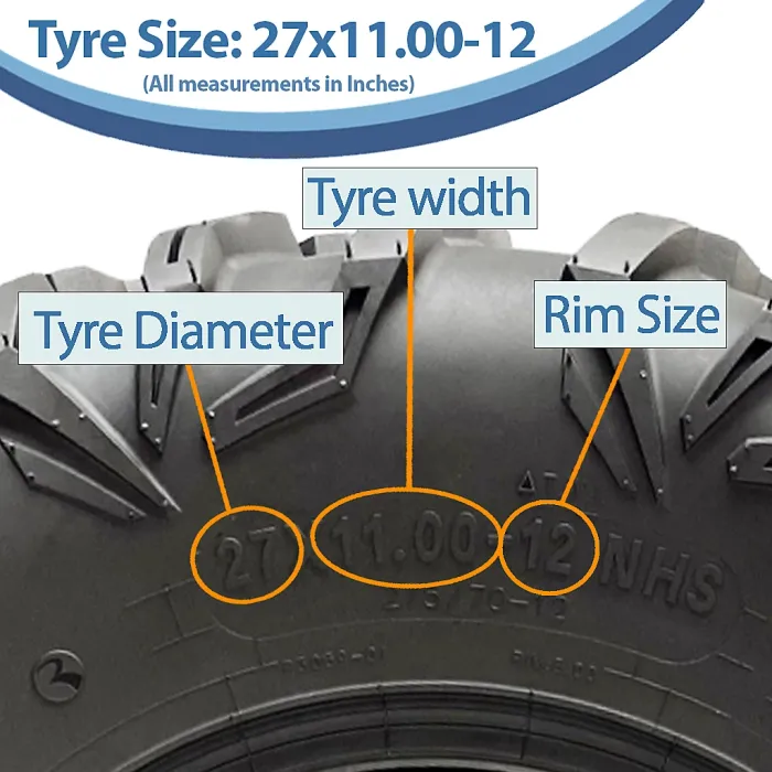 27x11.00-12 (275/70-12) 8ply ATV Tyre P0359 OBOR Cypress 76J Tubeless Road Legal