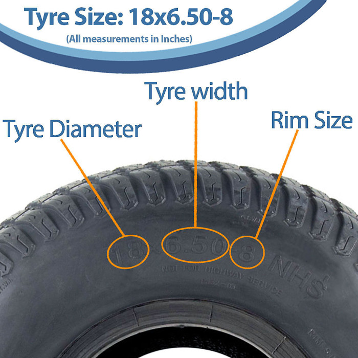 18x6.50-8 Lawnmower Tyres 4-ply Multi Turf Grass Journey P332 350kgs (Set of 2)