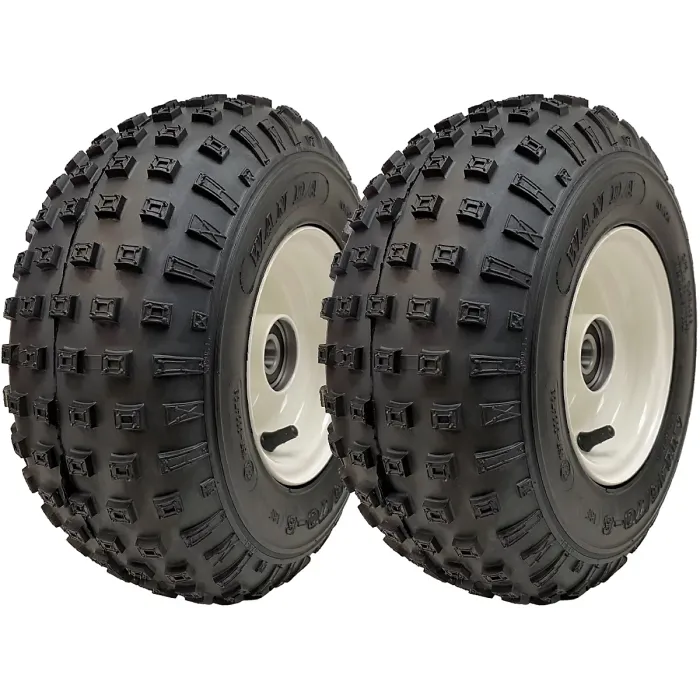 145/70-6 ATV Tyres Wanda Knobby On Rim 20mm Bearings Road Legal 75kgs (Set of 2)