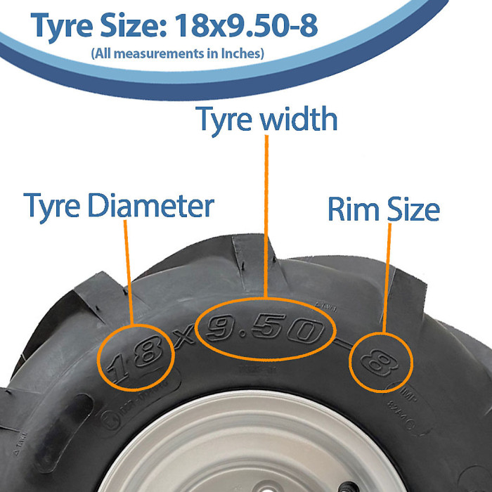 18x9.50-8 Open Centre Tyres on Rim Cleated Rotovator 4 Stud 100mm PCD (Set of 2)