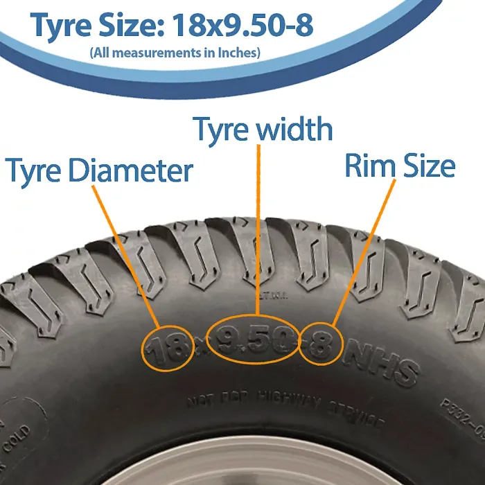 18x9.50-8 Lawnmower Wheel 4 Stud Multi Turf Wanda 100mm 6ply Tyre 595kgs each