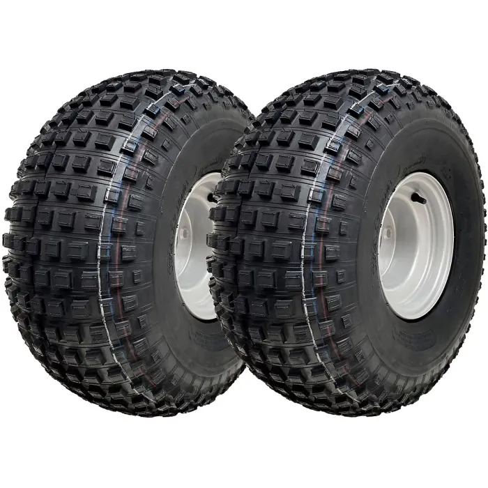 22x11.00-8 Knobby ATV Tyres 4 Stud Rim Trailer Quad Wheels 100mm PCD (Set of 2)