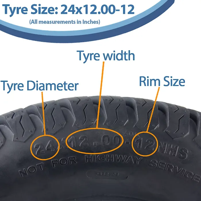 24x12.00-12 Lawnmower Tyre 4-ply Multi Turf Grass P332 Wanda (Journey) 776kgs