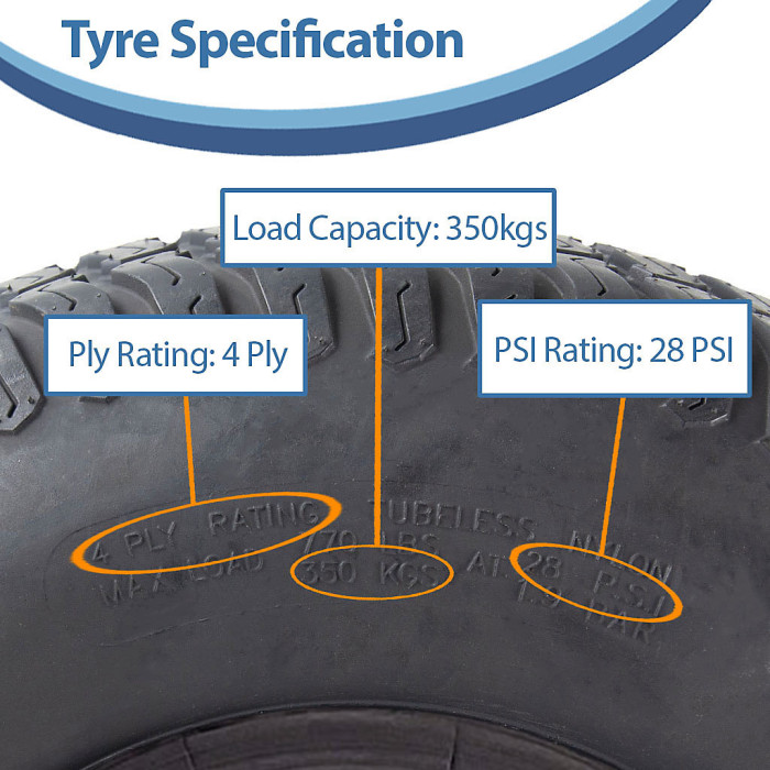 18x6.50-8 Lawnmower Tyres 4-ply Multi Turf Grass Journey P332 350kgs (Set of 4)