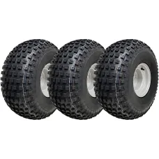 22x11.00-8 Knobby ATV Tyres 4 Stud Rim Trailer Quad Wheels 100mm PCD (Set of 3)