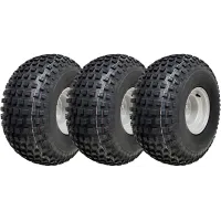 22x11.00-8 Knobby ATV Tyres 4 Stud Rim Trailer Quad Wheels 4 Inch PCD (Set of 3)