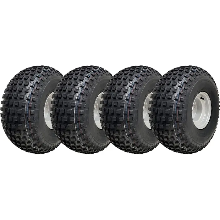 22x11.00-8 Knobby ATV Tyres 4 Stud Rim Trailer Quad Wheels 4 Inch PCD (Set of 4)