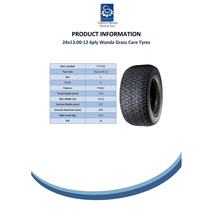 24x13.00-12 lawnmower tyre, 6ply Multi turf, grass - lawn mower tyre Wanda P5042