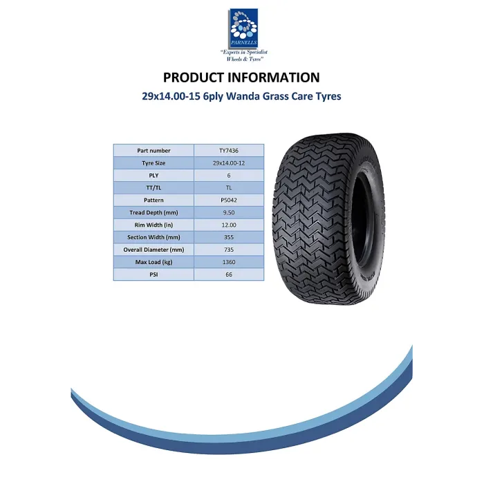 29x14.00-15 lawnmower tyre, 6ply Multi turf, grass - lawn mower tyre Wanda P5042