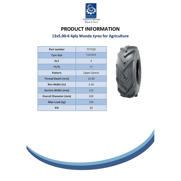 13x5.00-6 open centre tyre, wheel tyre, - Wanda P328 tire - heavy duty 4ply -