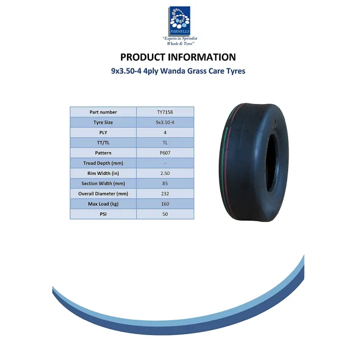 9x3.50-4slick tyre, 9x3.50-4 smooth tyre, for mower - grass care - Wanda P607