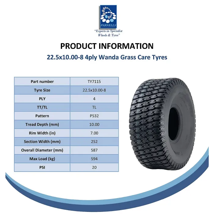 22.5x10.00-8 4ply Grass Tyre for John Deere Gator, Turf Lawn, Utility (Set of 2)