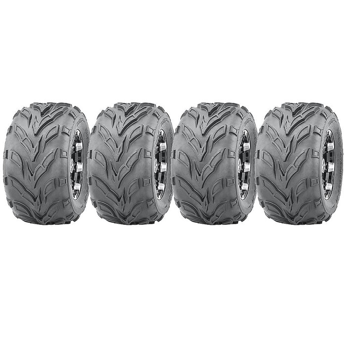 18x9.50-8 ATV tyre on four stud 100mm PCD rim, Dirt trail E marked (Set of 4)
