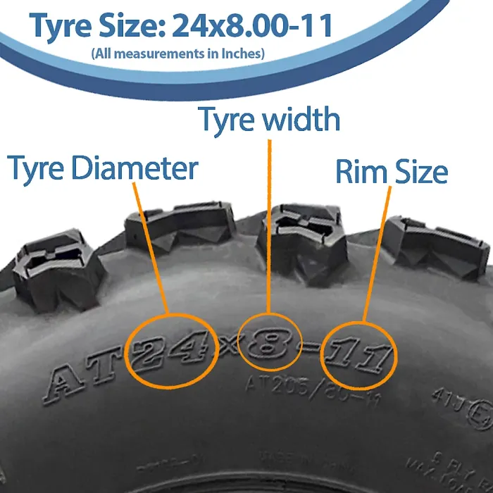 24x8.00-11 Quad ATV Tyres 6ply Wanda E-Marked Road Legal Tubeless 41J (Set of 2)
