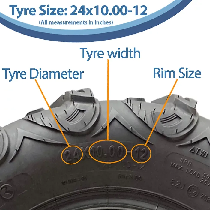 24x10.00-12 ATV Quad Tyre OBOR Mudsling WU06 Tubeless E-Marked Road Legal 267kgs