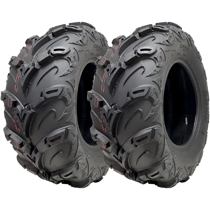 24x10.00-12 ATV Quad Tyres OBOR Mudsling Tubeless Road Legal 267kgs (Set of 2)