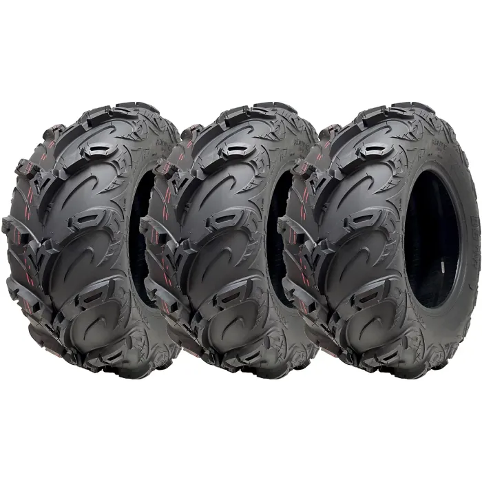 24x10.00-12 ATV Quad Tyres OBOR Mudsling Tubeless Road Legal 267kgs (Set of 3)