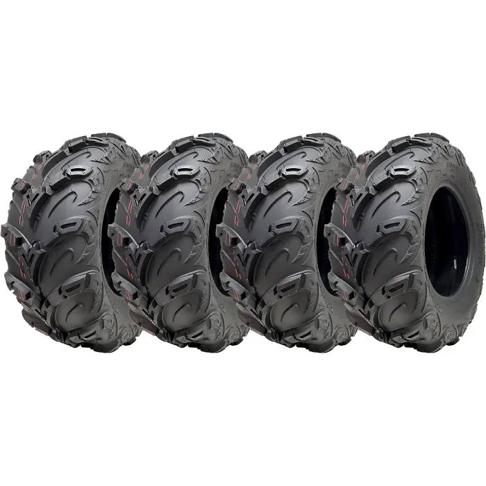 24x10.00-12 ATV Quad Tyres OBOR Mudsling Tubeless Road Legal 267kgs (Set of 4)