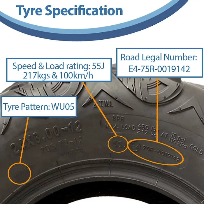 24x10.00-12 & 24x8.00-12 ATV Quad Tyres OBOR Mudsling Road Legal (Set of 2 & 2)