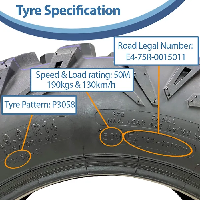 27x9.00R14 (225/70R14) 6-ply ATV Tyres P0358 OBOR Cypress Road Legal (Set of 4)