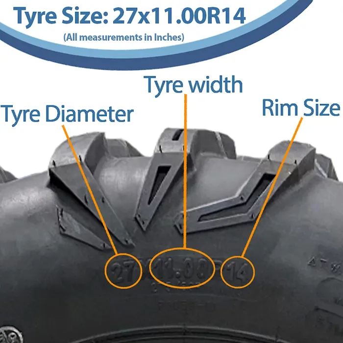 27x11.00R14 (275/60R14) 6ply ATV Tyre P0359 OBOR Cypress 57M Tubeless Road Legal