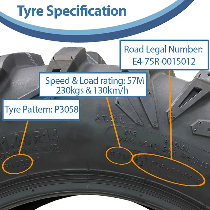 27x11.00R14 & 27x9.00R14 ATV 6ply Tyres OBOR Cypress Road Legal (Set of 2 & 2)