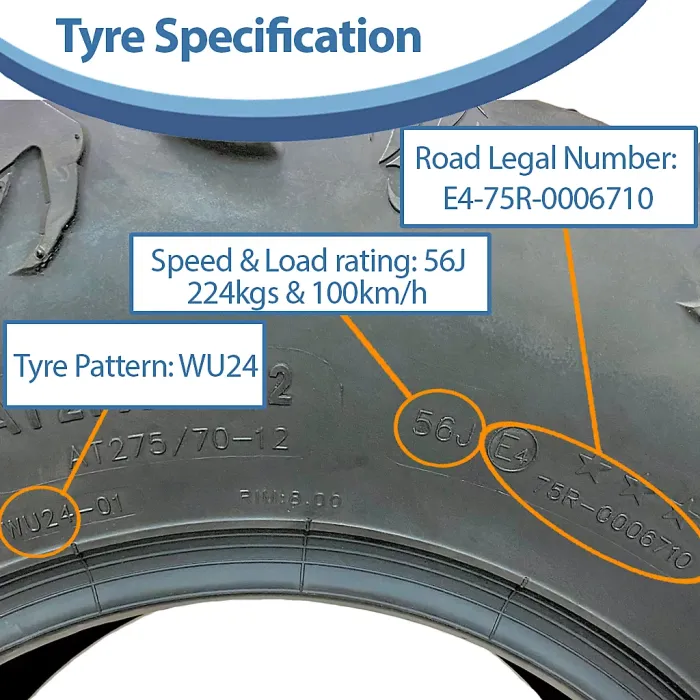 27x11.00-12 (275/70-12) 6ply ATV Tyre WU24 OBOR Scoprio 56J E-Marked Road Legal