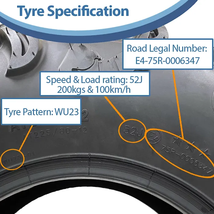 27x9.00-12 (225/80-12) 6ply ATV Tyre WU23 OBOR Scoprio 52J Road Legal (Set of 3)