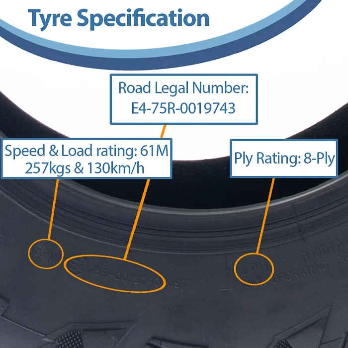 27x11.00R14 ATV Tyres 275/60R14 OBOR Lynx 8ply Road Legal 61M 257kgs (Set of 3)