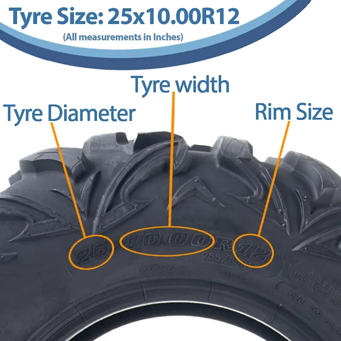 25x10.00R12 ATV Tyre 255/65R12 OBOR Vulture 6ply Road Legal 67J 307kg (Set of 4)