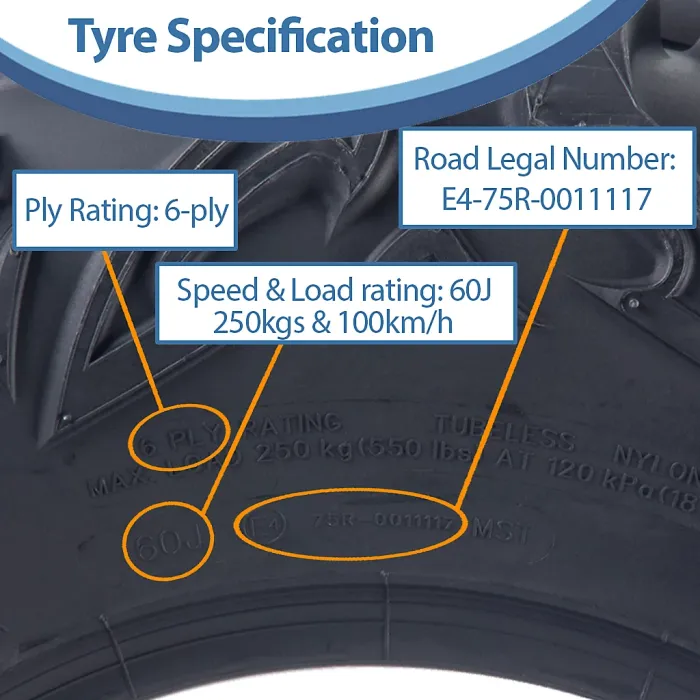 25x10.00R12 & 25x8.00R12 ATV Tyres OBOR Vulture 6-ply Road Legal (Set of 2 & 2)