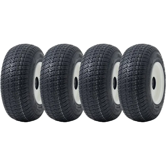 13x5.00-6 Grass Lawnmower Tyres & Rims Wanda P332, 25mm 6205 Bearings (Set of 4)