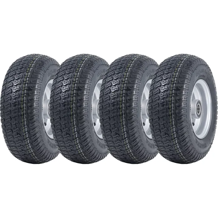 13x5.00-6 Grass Lawnmower Tyres & Rims Wanda P332- 25mm 6205 Bearings (Set of 4)