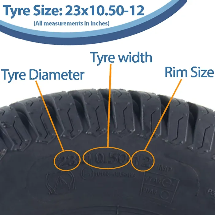 23x10.50-12 Lawnmower Tyres 4-ply Grass P332 Wanda Road Legal 615kgs (Set of 2)