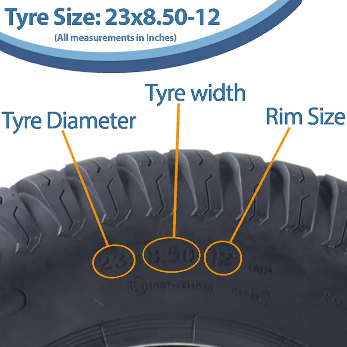 23x8.50-12 Lawnmower Tyre 4ply Turf Grass P332 Wanda Road Legal 500kg (Set of 2)