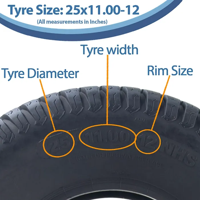 25x11.00-12 Lawnmower Tyre 4ply Turf Grass P332 Wanda (Journey) 828kg (Set of 4)