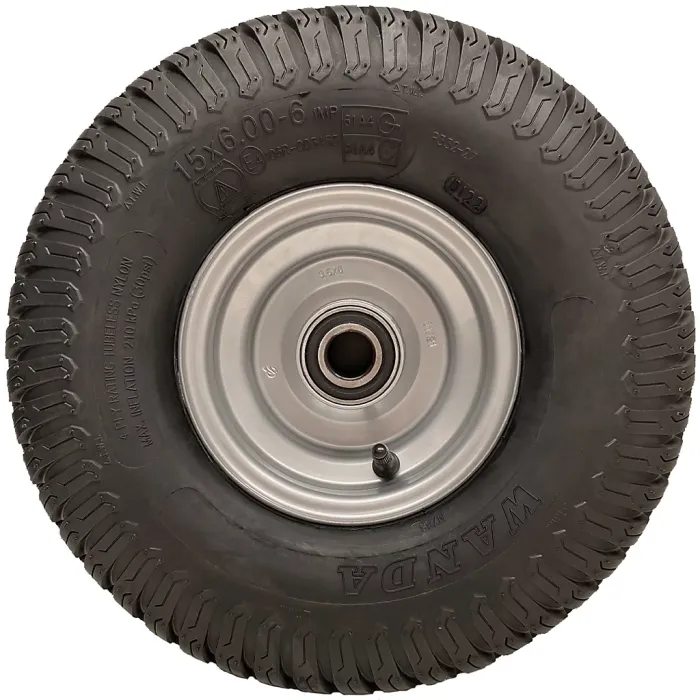 15x6.00-6 Grass Lawnmower Wheels 65mm Hub, Tyre on Rim 20mm Bearings (Set of 3)