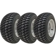 16x7.50-8 Grass Lawnmower Wheel 4ply P332 Tyre Steel Rim 25mm Bearing (Set of 3)