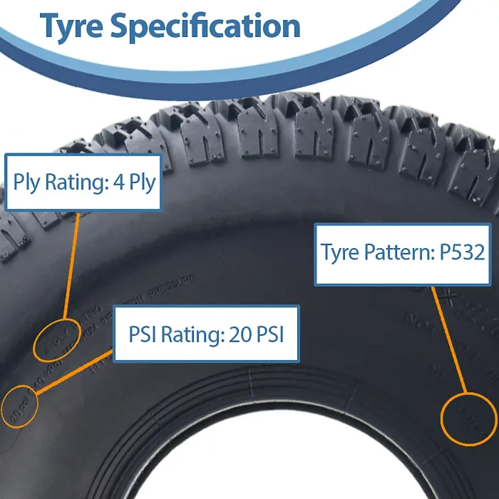 22.5x10.00-8 4ply Grass Tyre for John Deere Gator, Turf Lawn, Utility (Set of 3)