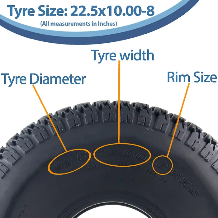 22.5x10.00-8 4ply Grass Tyre for John Deere Gator, Turf Lawn, Utility (Set of 4)
