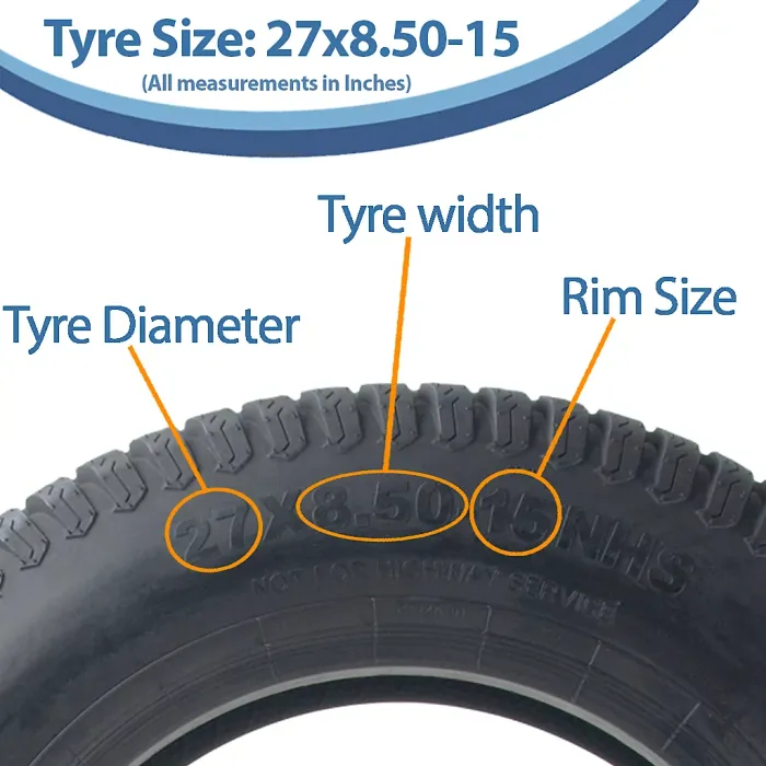 27x8.50-15 Lawnmower Tyre 6ply Multi Turf Grass P332A Journey 710kgs (Set of 3)