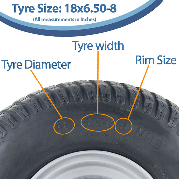 18x6.50-8 Lawnmower Grass Tyre On Rim 4 Ply Wanda P332 4x100mm PCD Rim Tubeless