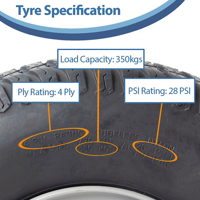 18x6.50-8 Lawnmower Grass Tyre On Rim 4Ply Wanda P332 4x100mm PCD Rim (Set of 4)