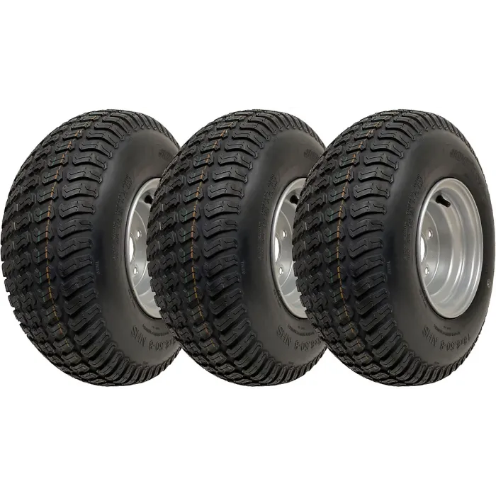 18x6.50-8 Lawnmower Grass Tyre On Rim 4Ply Wanda P332 4x100mm PCD Rim (Set of 3)