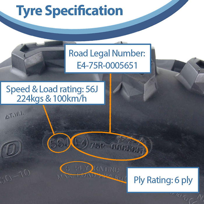 25x12.00-10 Quad ATV Tyre 6ply Journey P3128 E-Marked Road Legal Tire (Set of 4)