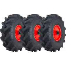 3.00x4 Open Centre Cleated Rotovator Lug Tyre 20mm Roller Bearing Rim (Set of 3)