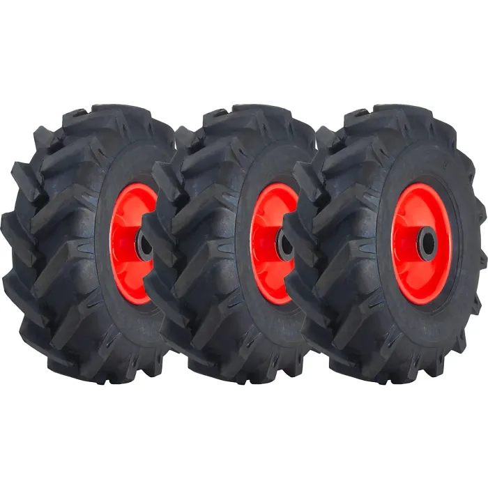 3.00x4 Open Centre Cleated Rotovator Lug Tyre 20mm Roller Bearing Rim (Set of 3)