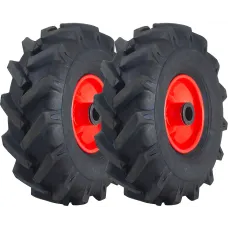 3.00x4 Open Centre Cleated Rotovator Lug Tyre 25mm Roller Bearing Rim (Set of 2)