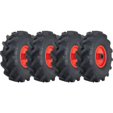 3.00x4 Open Centre Cleated Rotovator Lug Tyre 25mm Roller Bearing Rim (Set of 4)