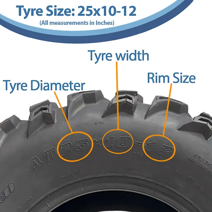 25x10.00-12 Quad ATV Tyres 6ply Wanda P3103 E-Marked Road Legal Tires (Set of 4)
